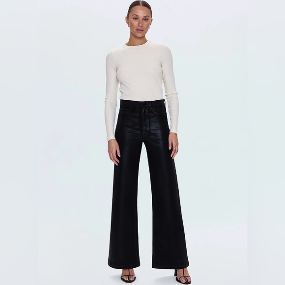 pistola Denim - Pistola Lana High Rise Ultra Wide Leg Jean- in Coated Noir